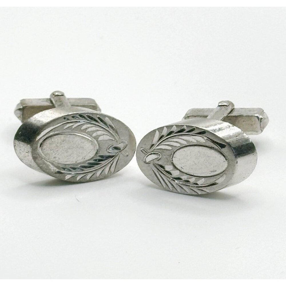 Anson Etched Sterling Silver‎ Cufflinks 3/4 Inch